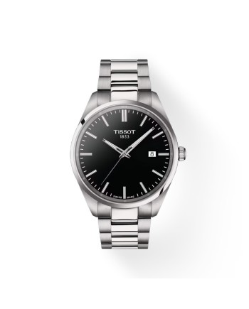Tissot PR 100 Watch with Black Dial and 40mm Steel Bracelet