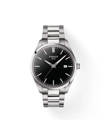 Montre Tissot PR 100 avec cadran noir et bracelet en acier de 40 mm