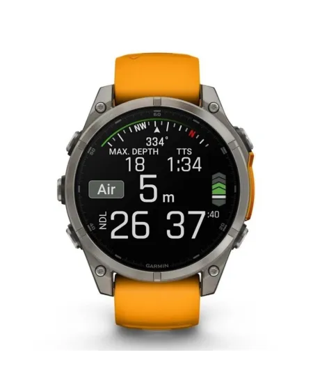 Garmin Fēnix 8 43 Amoled Smartwatch Orange Silicone Strap
