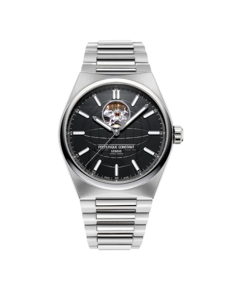 Frederique Constant Highlife Harth Beat Black Steel Strap Watch