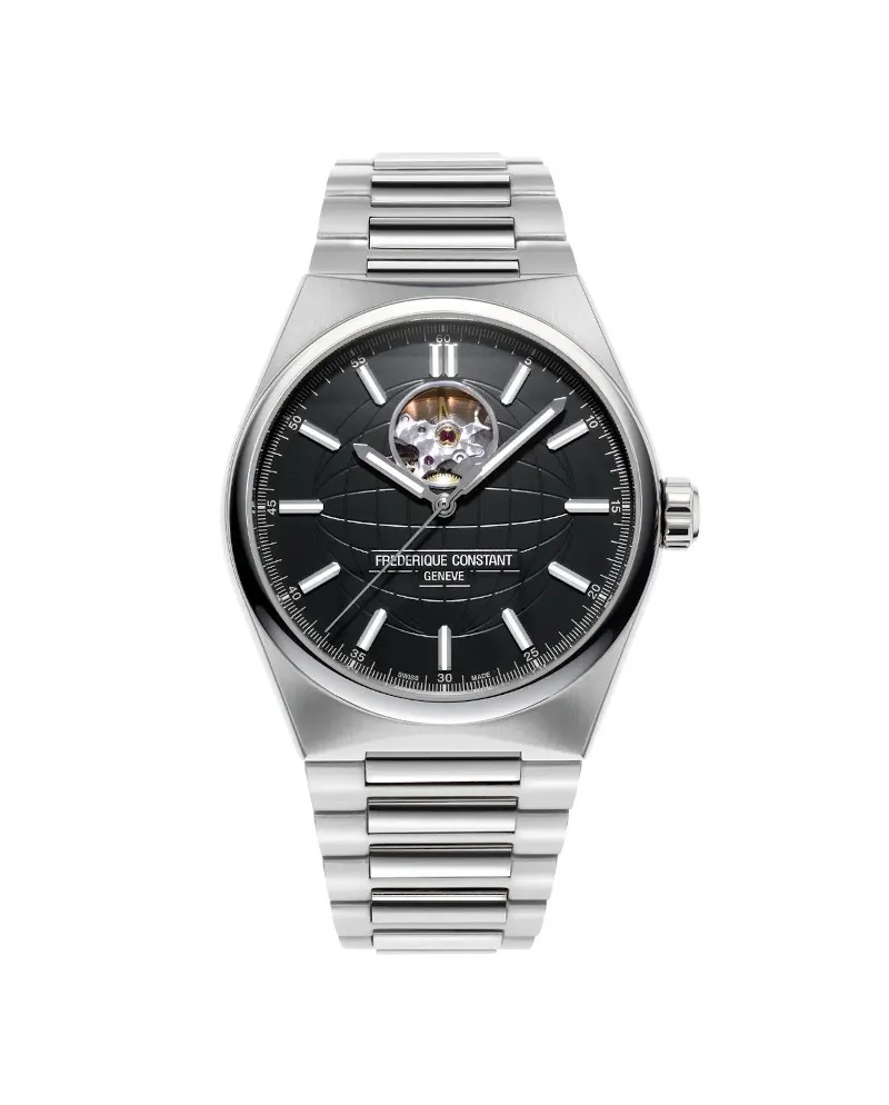 Frederique Constant Highlife Harth Beat Black Steel Strap Watch