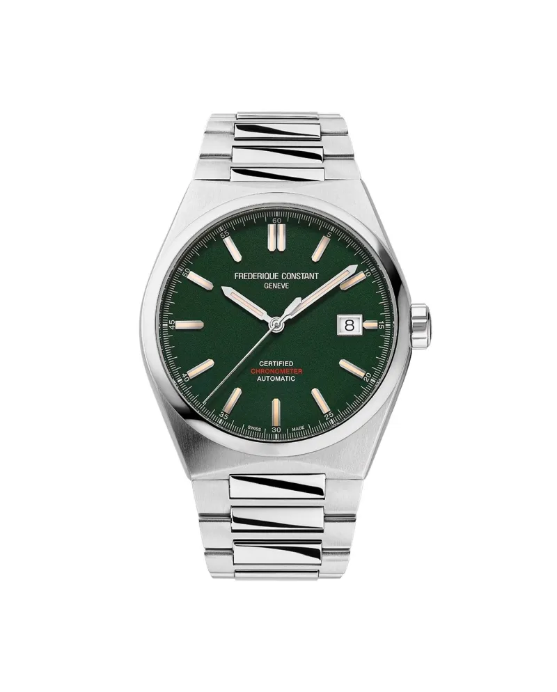 Frederique Constant Highlife COSC Green Steel Strap Watch