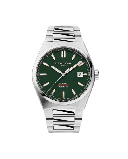 Montre Frederique Constant Highlife COSC verte avec bracelet en acier