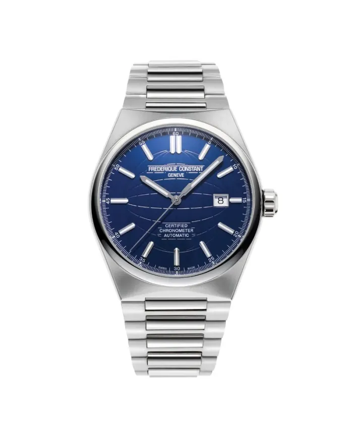 Montre Frederique Constant Highlife COSC bleue avec bracelet en acier