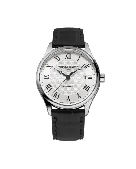 Frederique Constant Classics Index Silver Leather Strap Watch