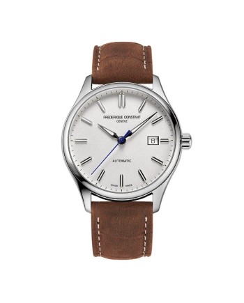 Frederique Constant Classics Index Silver Leather Strap Watch
