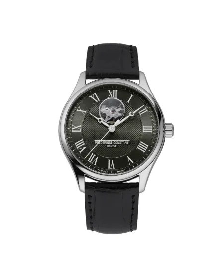 Montre Frédérique Constant Classics Heart Beat avec bracelet en cuir noir