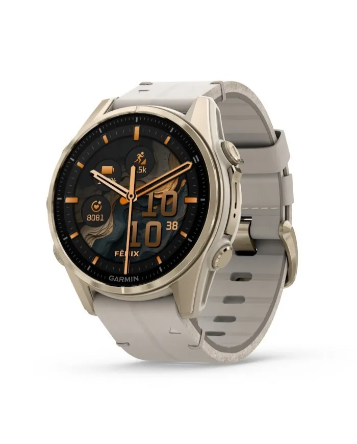 Montre connectée Garmin Fēnix 8 43 Amoled, bracelet en cuir + bracelet en silicone
