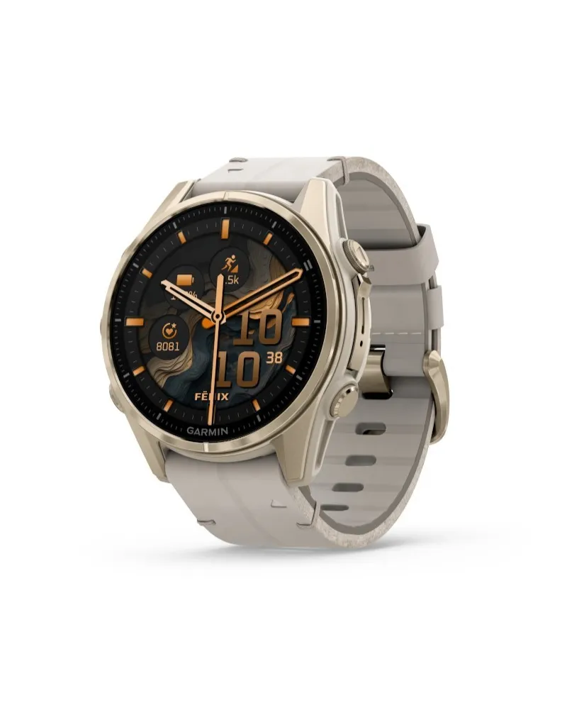 Montre connectée Garmin Fēnix 8 43 Amoled, bracelet en cuir + bracelet en silicone