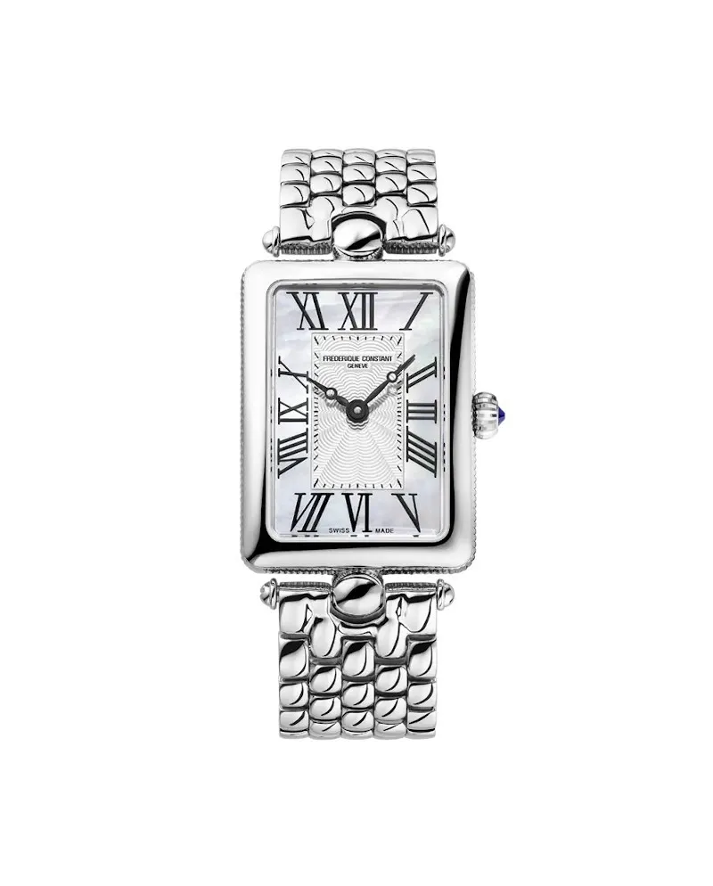 Montre Frédérique Constant Classique Art Déco Carrée, bracelet acier