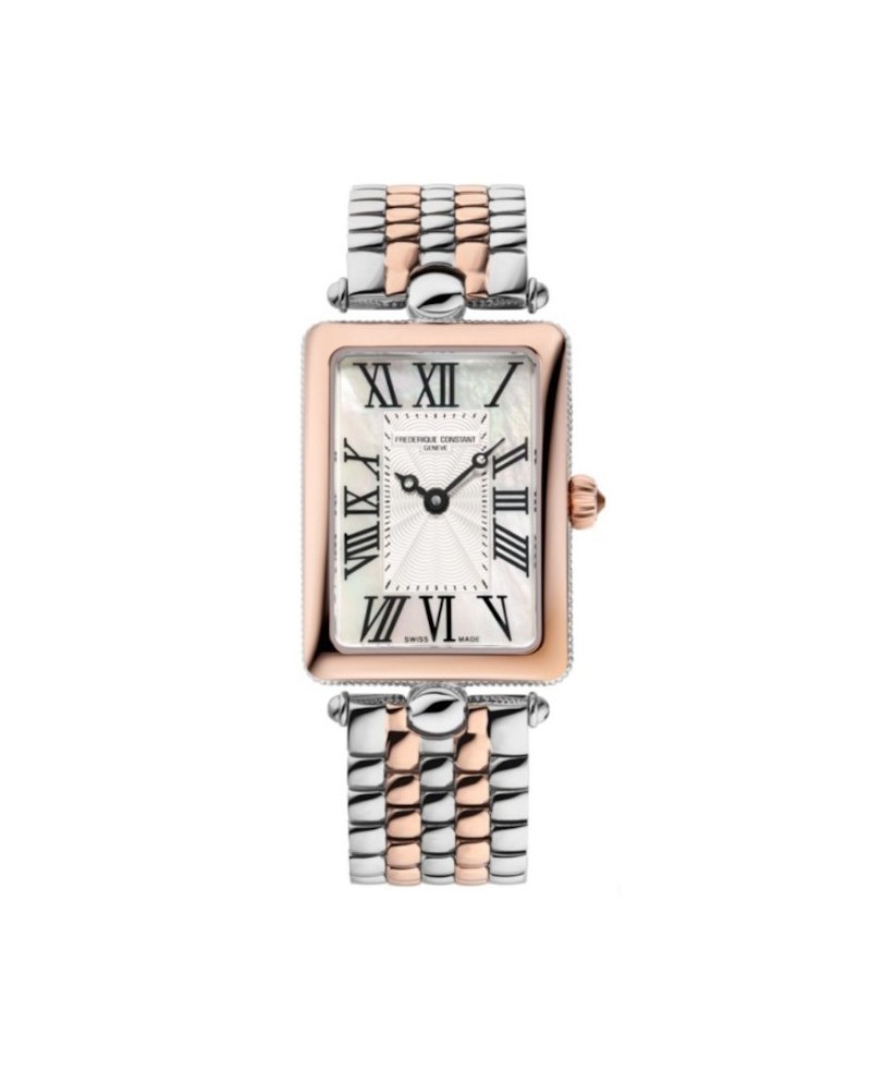 Montre Frédérique Constant Classique Art Déco Carrée Pvd Bracelet En Acier
