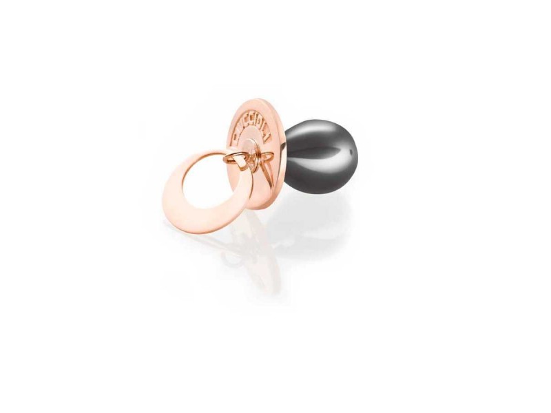 I Ciuccioli Gioielli ciondolo pendente ciuccio in argento pvd rosa e nero con collana lunga 55 cm