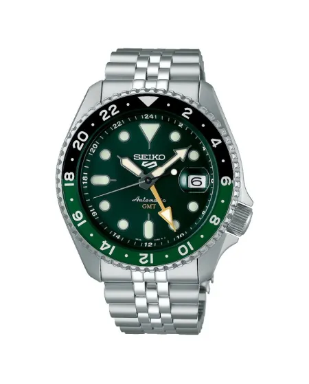 Orologio Seiko 5 Sports GMT Quadrante Verde Cinturino in Acciaio