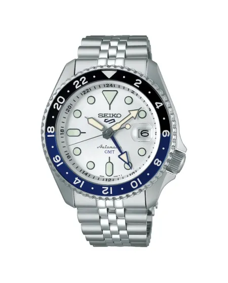 Orologio Seiko 5 Sports GMT Quadrante Bianco Cinturino in Acciaio