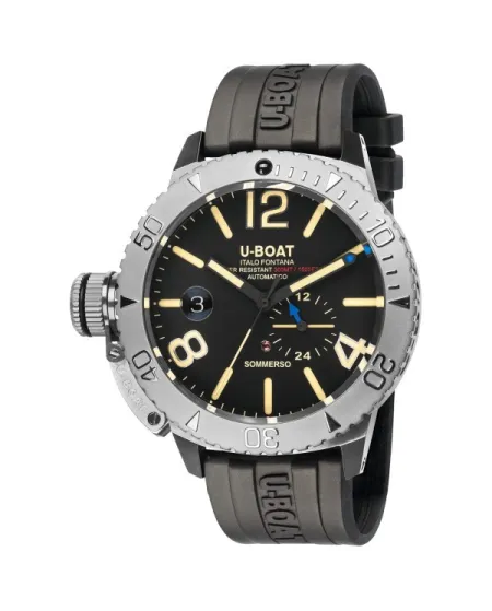 Montre U-Boat immergée, bracelet en caoutchouc de 46 mm