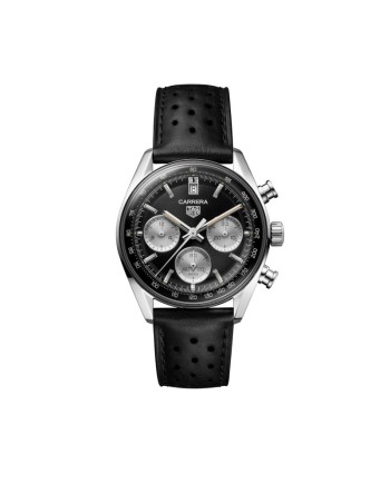 Tag Heuer Carrera Glassbox Black Automatic Chronograph with Leather Strap