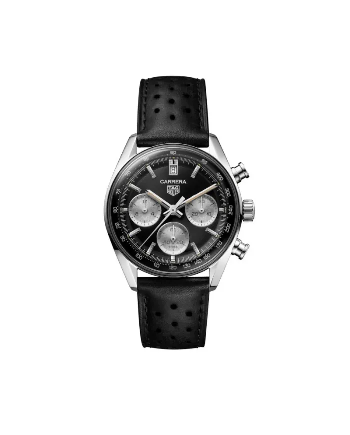 Tag Heuer Carrera Glassbox Black Automatic Chronograph with Leather Strap