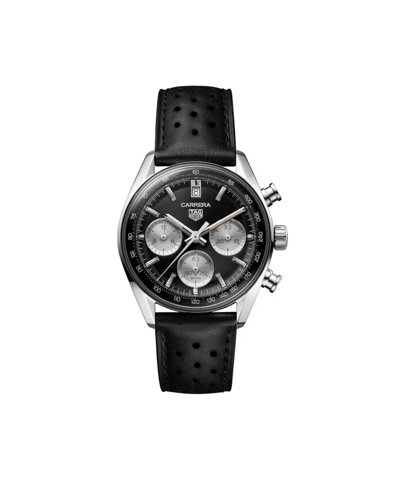 Tag Heuer Carrera Glassbox Chronographe Automatique Noir avec Bracelet en Cuir Tag Heuer Carrera Glassbox Chronographe Automatique Noir avec Bracelet en Cuir