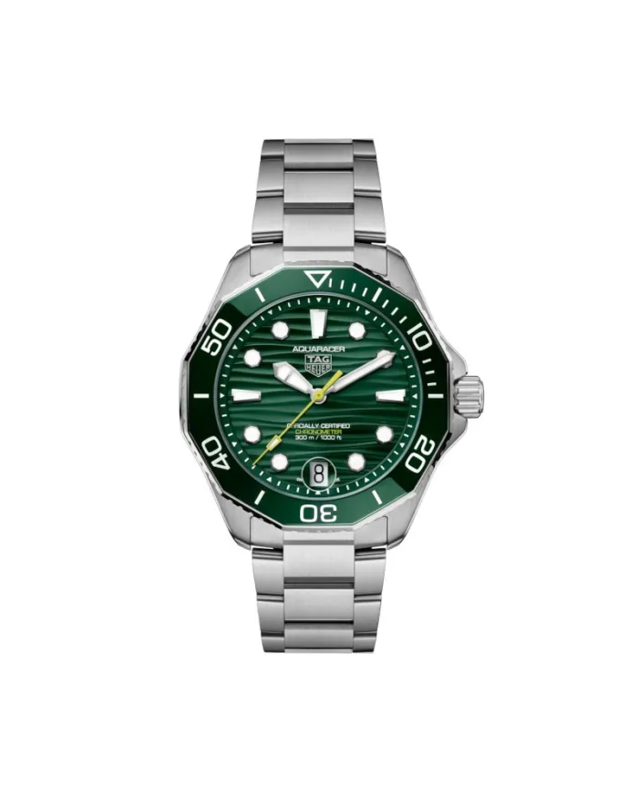Tag Heuer Aquaracer 300 Professional Date Green Steel Strap Watch
