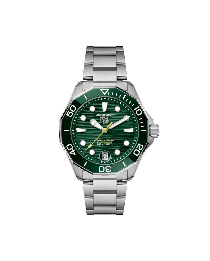 Tag Heuer Aquaracer 300 Professional Date Green Steel Strap Watch