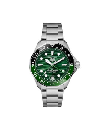 Orologio Tag Heuer Aquaracer Professional 300 GMT con Quadrante Verde e Cinturino in Acciaio