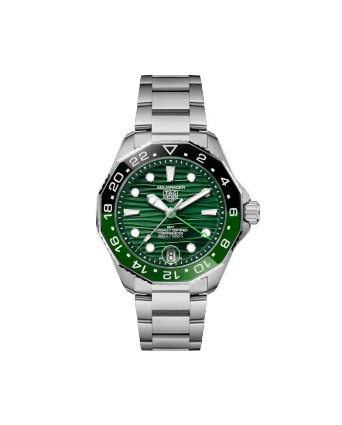 Tag Heuer Aquaracer Professional 300 GMT Green Dial Steel Strap Watch