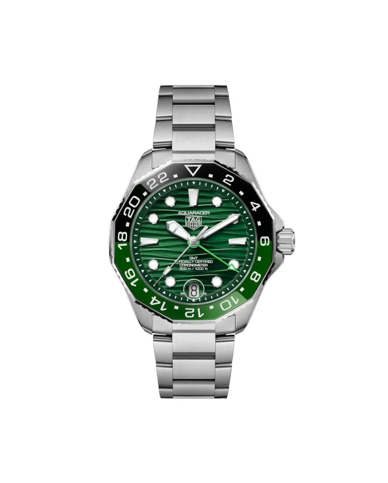 Orologio Tag Heuer Aquaracer Professional 300 GMT con Quadrante Verde e Cinturino in Acciaio Orologio Tag Heuer Aquaracer Professional 300 GMT con Quadrante Verde e Cinturino in Acciaio