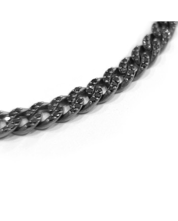 Bracelet Anteo Audace en titane naturel avec diamants noirs