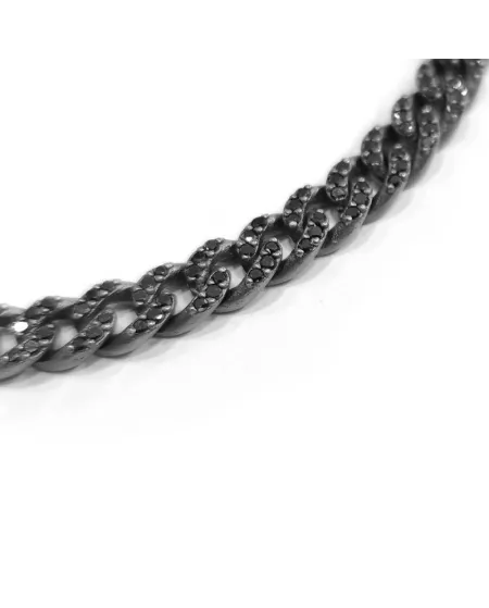 Anteo Audace Natural Titanium Bracelet with Black Diamonds