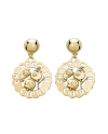 Chantecler Small Logo Single Earring in Yellow Gold with Rooster, Bell and Horn