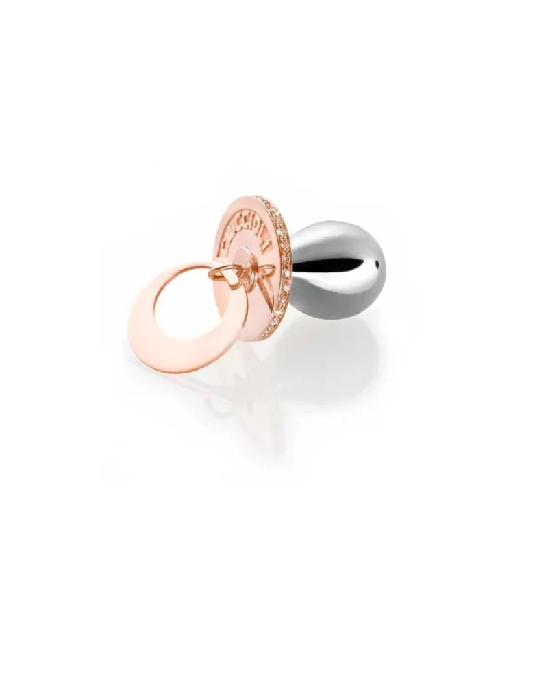 Ciondolo pendente i ciuccioli Ciuccio piccolo in argento rosa e nero
