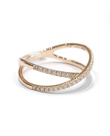 Crivelli Ring with Crossed Band in Rose Gold and Diamonds