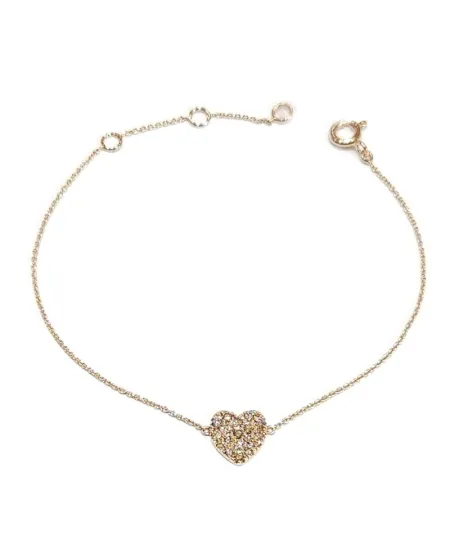 Bracelet Crivelli en Or Rose avec Coeur de Diamants Bruns