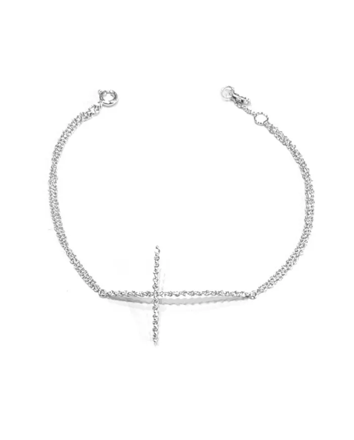 Bracciale Crivelli in Oro Bianco con Croce di Diamanti