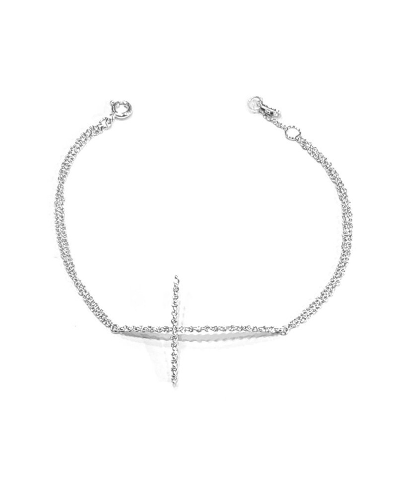 Crivelli Bracelet in White Gold with Diamond Cross