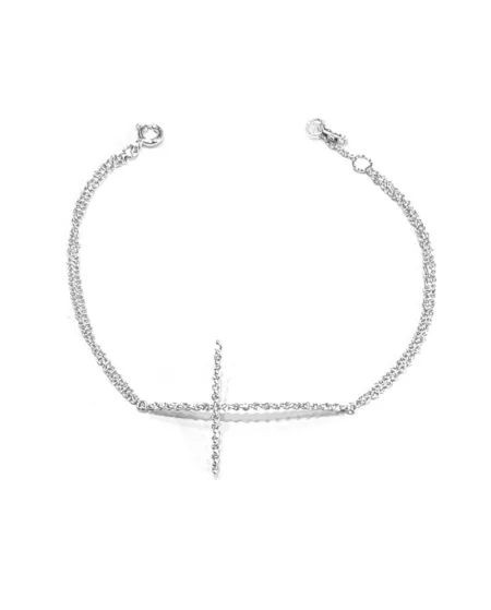 Bracelet Crivelli en Or Blanc avec Croix de Diamants