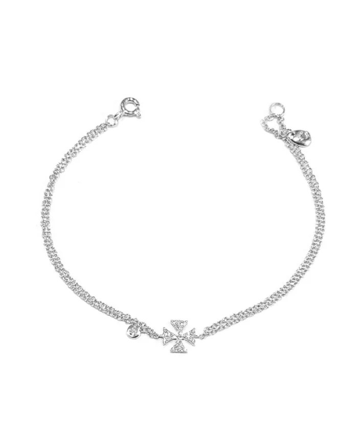 Bracciale Crivelli in Oro Bianco con Croce di Diamanti