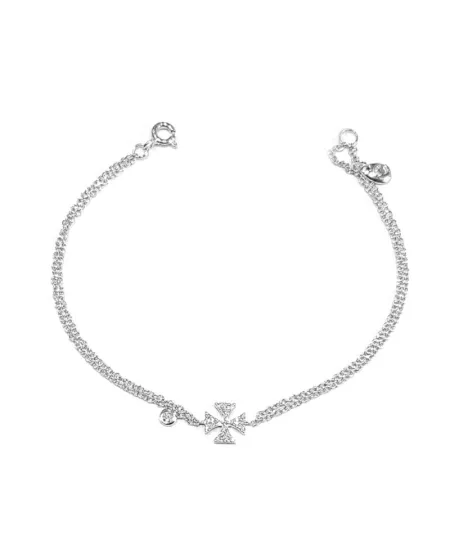 Crivelli Bracelet in White Gold with Diamond Cross