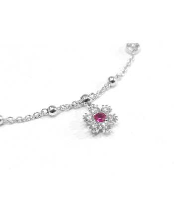 Bracelet Crivelli en or blanc avec diamant et fleur de rubis