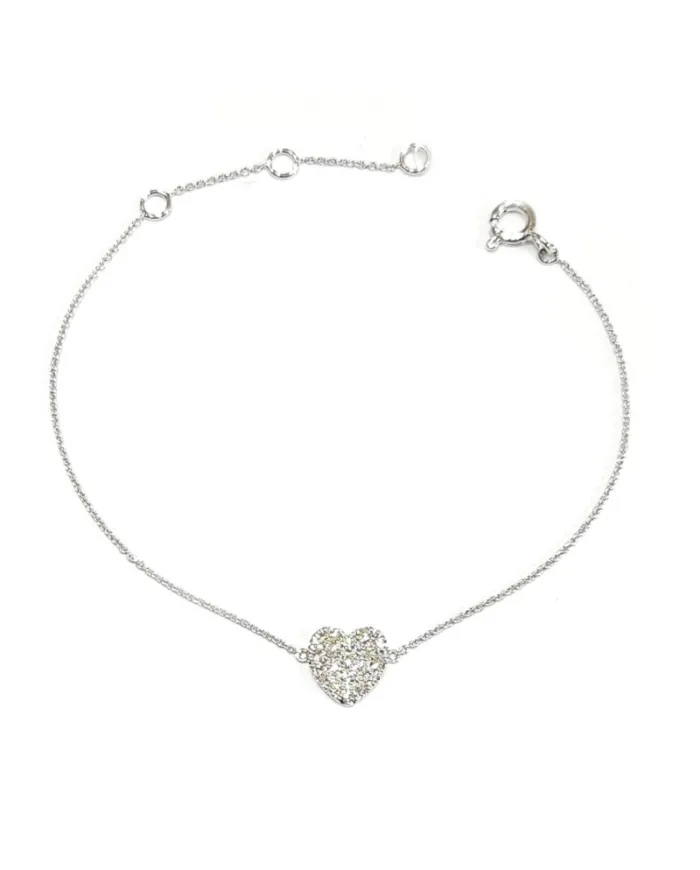 Bracciale Crivelli in Oro Bianco con Cuore di Diamanti