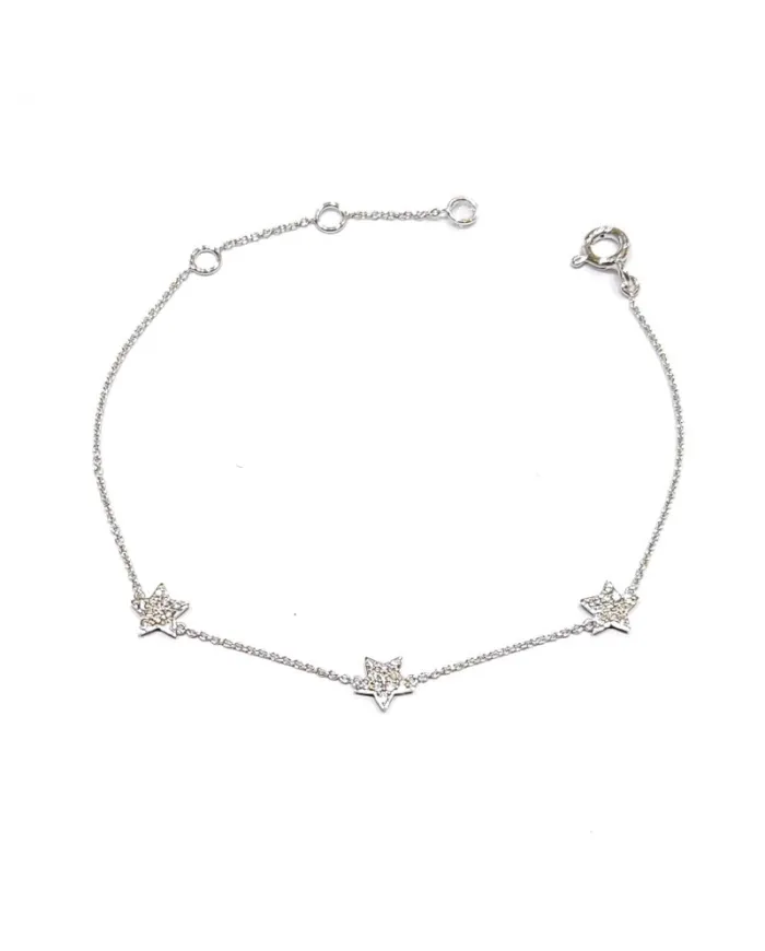 Crivelli Bracelet in White Gold with 3 Diamond Stars