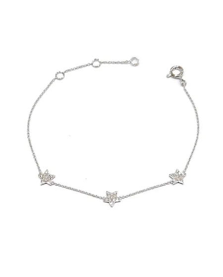 Crivelli Bracelet in White Gold with 3 Diamond Stars