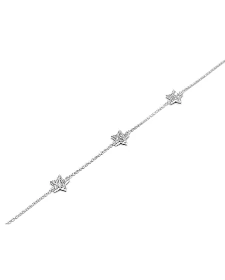 Bracelet Crivelli en Or Blanc avec 3 Étoiles Diamants