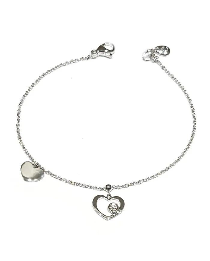 Crivelli Bracelet in White Gold with Hearts and Diamond