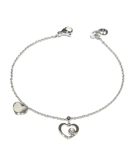 Bracciale Crivelli in Oro Bianco con Cuori e Diamante