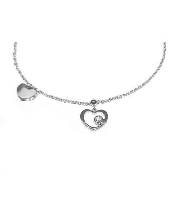 Bracciale Crivelli in Oro Bianco con Cuori e Diamante