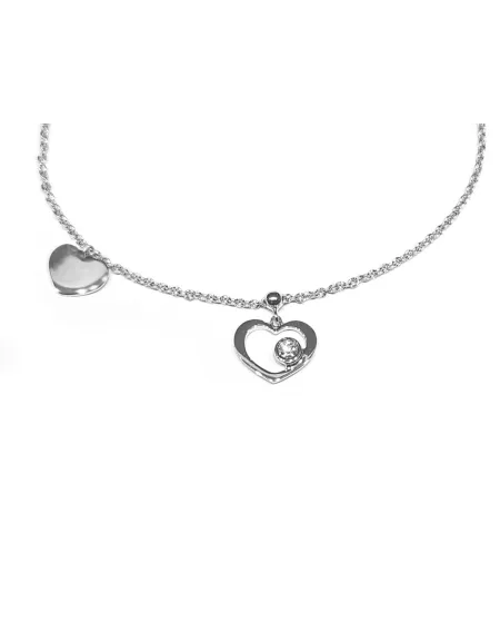 Crivelli Bracelet in White Gold with Hearts and Diamond