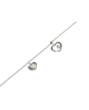 Bracciale Crivelli in Oro Bianco con Cuori e Diamante