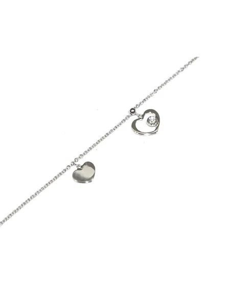 Bracelet Crivelli en or blanc avec cœurs et diamant