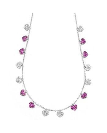 Crivelli Choker in White Gold with Ruby and Diamond Hearts